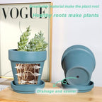 vensovo 4 Inch Steel Blue Terracotta & Clay Pots with Saucer, 6 Pack - Image 5