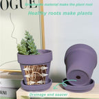vensovo 4 Inch Purple Terracotta & Clay Pots with Saucer, 6 Pack - Image 5