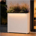 GSK 30" H Rectangular Metal Planter with Led Light for Indoor Outdoor White by GSK