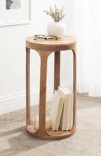 Kate and Laurel Dahl Wooden Round Drink Table; 12 x 23; Natural Brown; Transitional Boho Circle Wood Accent Pedestal Table for Living Room Plant Stand or Small Bedroom Nightstand - Image 4