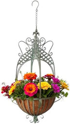 Large Hanging Planter for Outdoor Indoor Plants, 12.6-Inch Rustic Metal Hanging Basket for Farmhouse, Patio,Porch,Deck, or Garden, Green by Unknown