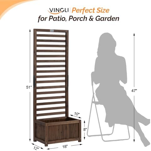 VINGLI Wooden Planter with Trellis, 51" Height Elevated Garden Beds Outdoor, FreeStanding Planter Box with Drainage Holes for Flower, Vegetable, Fruit, Herb in Garden, Patio, Balcony, 1PCS - Image 2