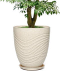 11.8 Inch Modern Ceramic Plant Pot with Saucer, Flower Pot with Drainage Hole Mesh Net,Indoor Outdoor Planter (Silk White) by Unknown