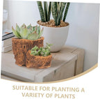 Mikikit Cement Stump Log Planter Brown Vintage Pot for Succulents - Image 7