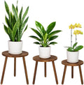 3-Pack Carbonized Wood Plant Stand Indoor, Round Flower Stand Set by Jotboom