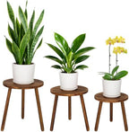3-Pack Carbonized Wood Plant Stand Indoor, Round Flower Stand Set by Jotboom