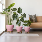 Ceramic Planters, 10+8+6 Inch Ceramic Plant Pots Indoor, Pink - Image 2
