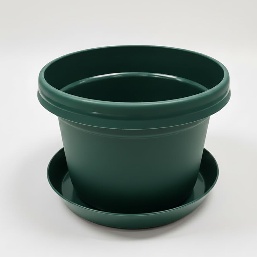 Flower Pots with Saucers, 7 inch, Hunter Green Case of 5 - Image 4