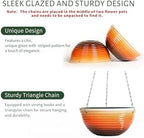 2 Pack 10 Inch Glazed Hanging Planters for Indoor Outdoor Plants, Orange - Image 3