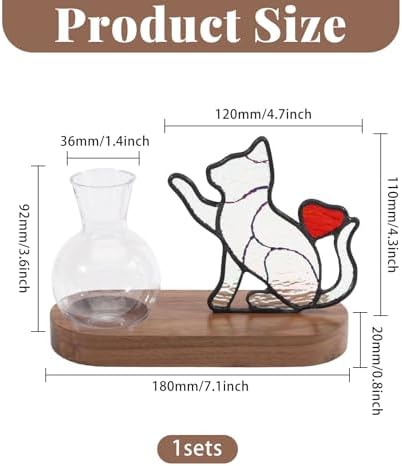FREEBLOSS Plant Propagation Stations with Iridescent Stained Glass Cat Decor Desktop Propagation Vases Glass Planter Gifts for Plant Lovers - Image 2