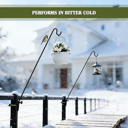 2 Packs Extended Fence Deck Heavy Duty Bird Feeder Hook, 360 Degree Rotary and Length Adjustable Plant Bracket for Bird Feeders Planters Suet Baskets Lanterns Wind Chimes and More - Image 2