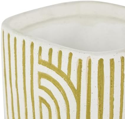 Deco 79 Ceramic Indoor Outdoor Planter Small Planter Pot with Overlapping Green Arches and Attached Saucer, Set of 3 Planters 7',6',5'H, White - Image 4