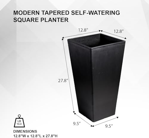 XBrand 28-Inch Tapered Indoor and Outdoor, Set of 2, Black Planter - Image 7