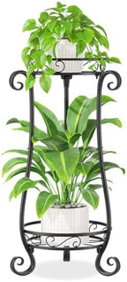 iDavosic.ly 2 Tier Tall Metal Plant Stand Outdoor Indoor, 27 Inch, Black by iDavosicly