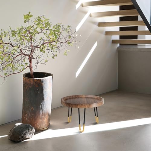 OBTAIN Plant Stand Indoor Outdoor,2 Set Mid Century Style Walnut Wood Color Plant Stand,Waterproof Design Modern Plant Table,Easily Assemble Come With Tools,Nice For Room Decor (M,L) - Image 4