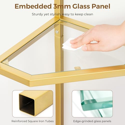Dreamland 5-Tier 70in Metal Corner Shelf Pack of 1, Gold - Image 3