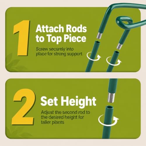 6 Pack Tall Plant Support Stakes – Peony Cages and Supports 10"W x 16"–32"H - Image 4