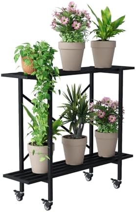 Zhongma 2 Tier Window Height Metal Plant Stand with wheels easy assembly - Image 5