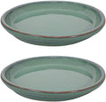 Sunnydaze 12" Ceramic Plant Saucers for Planters, 2pk, Seafoam by SunnydazeDecor