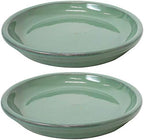 Sunnydaze 7" Ceramic Plant Saucers for Planters, 2pk, Seafoam by SunnydazeDecor