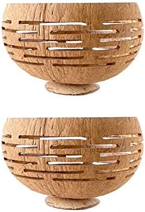 Rainforest Bowls Set of 2 Horizons Coconut Planters w/Drainage Hole- Perfect for Succulents, Flowers, Small Plants, Indoor & Outdoor Gardens- Handcarved by Artisans, Eco-Friendly & Sustainable - Image 2