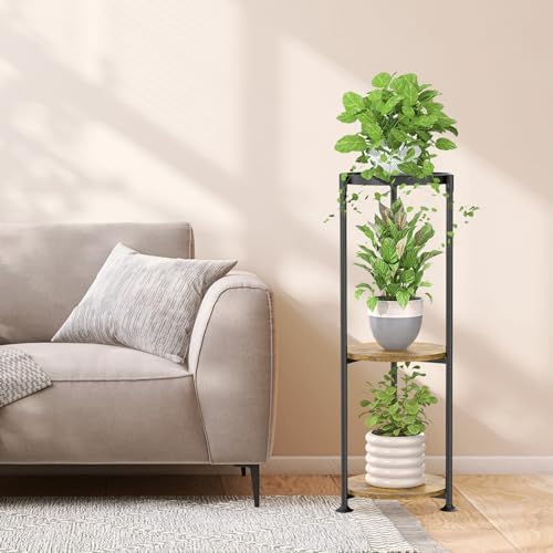 iDavosic.ly 3 Tier Corner Metal Plant Stand Indoor, 34 In Tall, Black Brown - Image 6