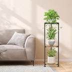 iDavosic.ly 3 Tier Corner Metal Plant Stand Indoor, 34 In Tall, Black Brown - Image 6