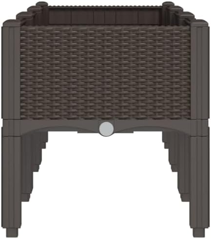 PP Garden Planter with Legs, 47.2x15.7x16.5 Inch Outdoor Planter for Climbing Plants, Rattan Look Elevated Box for Patio and Terrace - Image 4