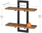 HOOBRO Floating Shelves, 15 Inch Wall Shelf Set of 4, Wall Mounted Storage Shelves 2-Tier, Hanging Bathroom Shelves, for Living Room, Bedroom, Bathroom, Kitchen, Rustic Brown and Black BF32BJP401 - Image 2