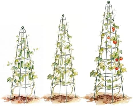 Vego Garden 7.8 ft Pyramid Obelisk Garden Trellis, Metal Rustproof Plant Support Rose Trellis, Tower Potted Cages for Flowers Fruits Vegetable Vines Indoor & Outdoor - Image 7