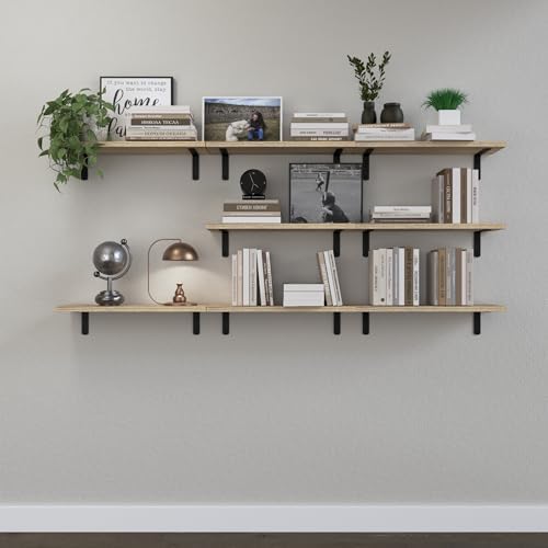DOLLFIO Floating Wall Shelves, Decor & Storage, Rustic Brown, 16.5'', 8Pcs - Image 7