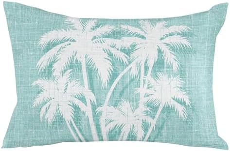 Throw Pillow 12x20 Inch, Tropical Palm Tree Waterproof Outdoor Pillow Covers with Insert, Vintage Mint Green Exotic Botanical Plants Decorative Pillowcase Cushion for Patio, Garden, Couch, Sofa, Bed by Unknown