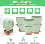 Self Watering Planter Set with Visual Water Level, 6Pack Small Plastic Pot with Drainage Holes and Reservoir Saucers, Modern 8+7+6.5+6+5.5+5 Inch Bottom Watering Flower Pots for Indoor Plant - Green - Image 5