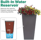 Step2 Tremont Tall Square Tapered Planter, 28 in Resin Planter, Self-Watering, Dark Cedar - Image 5