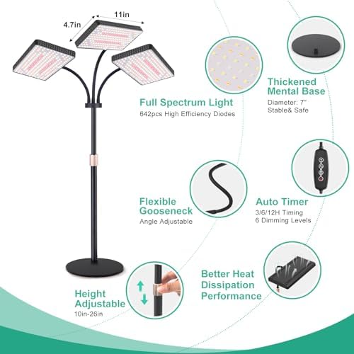 LBW Desk Grow Lights for Indoor Plants, 642 LEDs Full Spectrum Grow Light - Image 6