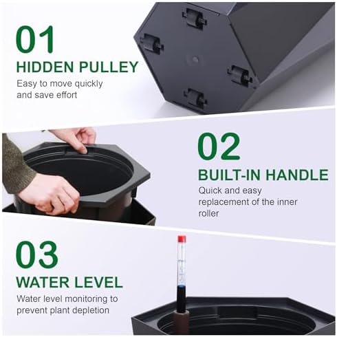 22.5 Inch Tall Planters Set of 2, Self Watering Plant Pots Outdoor Planters - Image 5