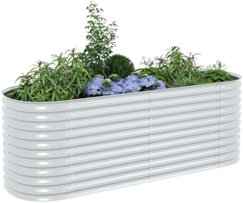 Galvanized Steel Raised Garden Bed 94.5x31.5x31.9 Inch Silver Planter - Image 4