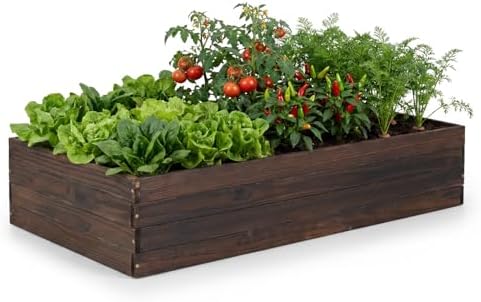 GIANTEX Wooden Raised Garden Bed, 45" x 23" Fir Wood Planter Box with Open-Ended Base for Vegetables Flowers Herbs, Indoor Outdoor Elevated Planter Container for Patio Yard Garden & Balcony by Giantex