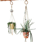 Set of 2 Macrame Plant Hanger Disco ball decor Hanging planters for indoor plants Cool gifts for plant lovers Boho plant pots plant stand indoor Hanging planters for outdoor plants (Vanilla White) by HandmadeByUruba