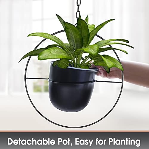 2 Pack Hanging Planter with 5.5" Pot, Metal Hanging Plant Holder - Image 6