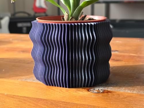 Spiny Wave Indoor Planter with Drain Holes | 3D Printed Modern Geometric Pot for Home & Office | 2" 3" 4" 6" Sizes | Gift for Plant Lovers (Purple Sparkle, 6") by Unknown