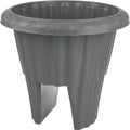 Railing Planter - 13.5-Inch Round Flower Box with Drainage Insert - 2.64-Gallon Outdoor Planter Box for Deck, Porch, or Balcony by Pure Garden (Gray) by PureGarden