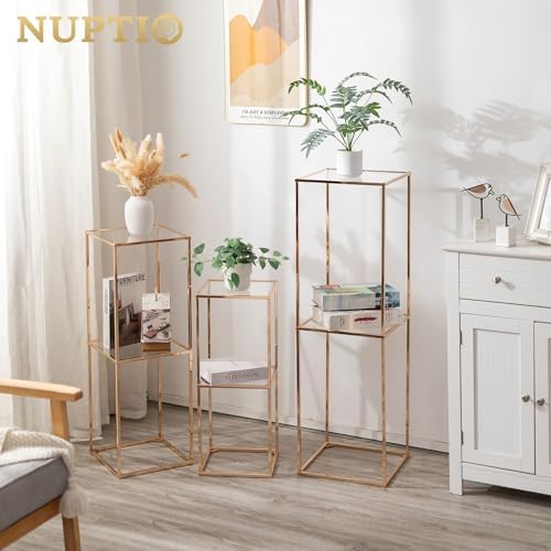 NUPTIO Gold Flower Stand Centerpieces, 23.6"/31.5"/39.4", 2-Layer, Set of 3 - Image 3