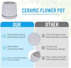 Decorative Ceramic Planter Set of 2, 6" & 8" Diameter, Modern Flower Pots for Indoor Plants, w/Drainage and Saucer, Ceramic Pots for Garden & Home Decor, White - Image 6