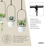 Umbra Triflora Hanging Planter, Indoor Herb Garden, Set of 3, White/Black - Image 5