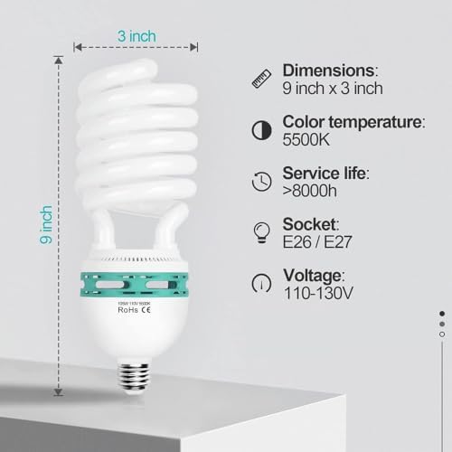EMART Full Spectrum Light Bulb, 105W CFL Light Bulbs for Photography 2Pack - Image 2