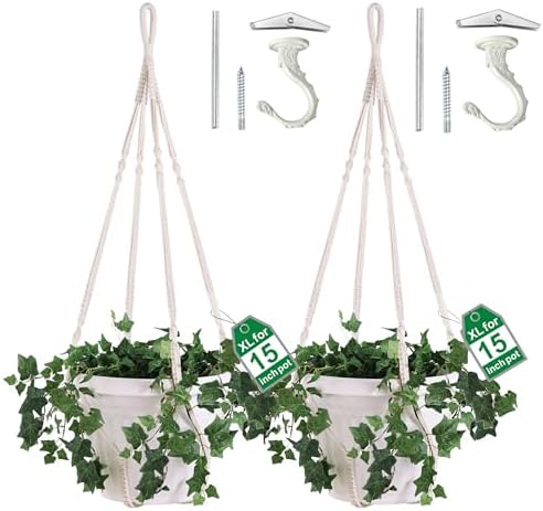 2 Pack Giant XXL Macrame Planter Hanger Large for 15 inch Pot by Shineloha