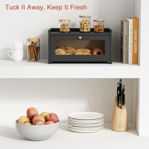 Small Bread Box for Kitchen Countertop, Cute Modern Breadbox Counter Top - Image 2