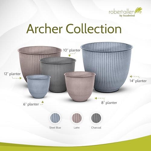 Headwind Robert Allen Natural Ironstone Decorative Planter, Archer Collection, Charcoal, 10-inch - Image 4