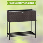 LDAILY Elevated Raised Garden Bed with Legs, Outdoor Planter Box with Storage Shelf & Drainage Gap for Vegetables, Flowers & Fruits, Heavy Duty Rattan Garden Planter for Yard, Patio & Balcony, Brown - Image 6